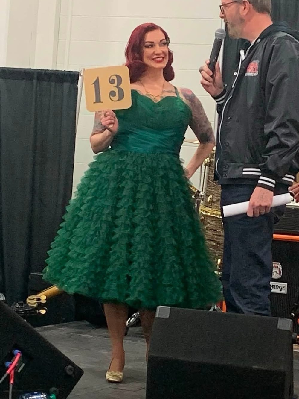 Emerald Green Ruffled Halter Tulle Party Dress - Picture 3 of 17
